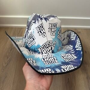 Bud Light Seltzer Cowboy‎ Hat Cardboard Novelty Beer Party Festival Blue Tie Dye